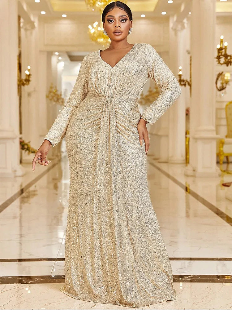 LUXURIOUS PLUS SIZE DRESS 'GOLDEN WHIRL